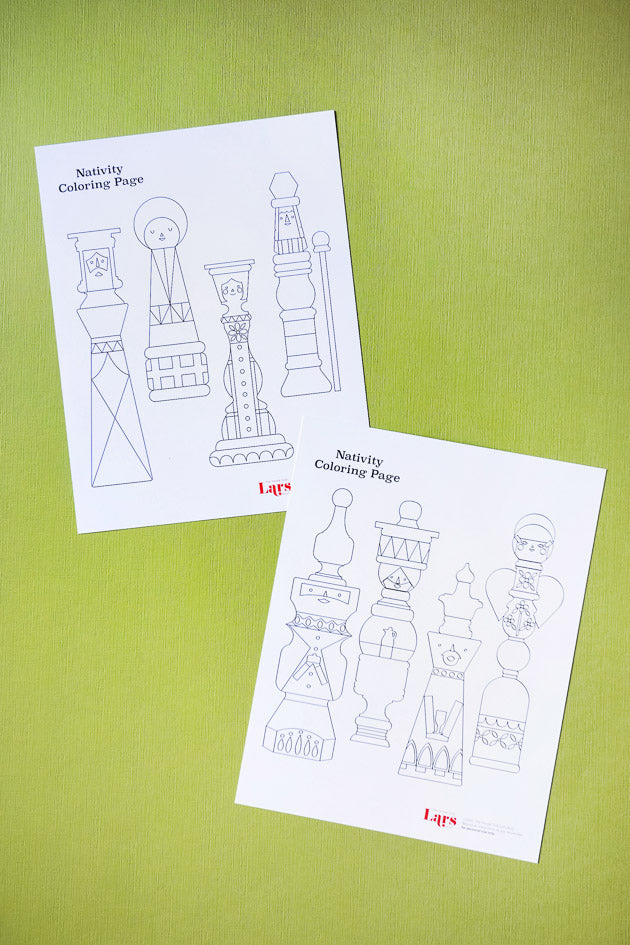 Mid-Century Heirloom Nativity Coloring Pages, PDF Printable