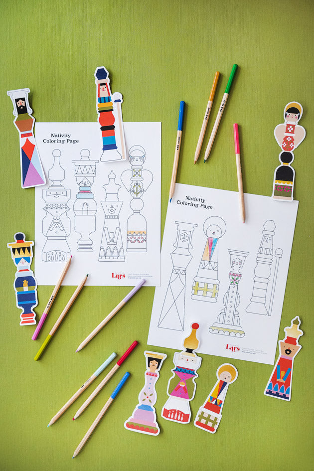 Mid-Century Heirloom Nativity Coloring Pages, PDF Printable