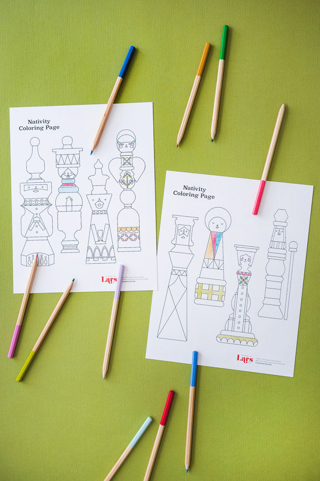 Mid-Century Heirloom Nativity Coloring Pages, PDF Printable