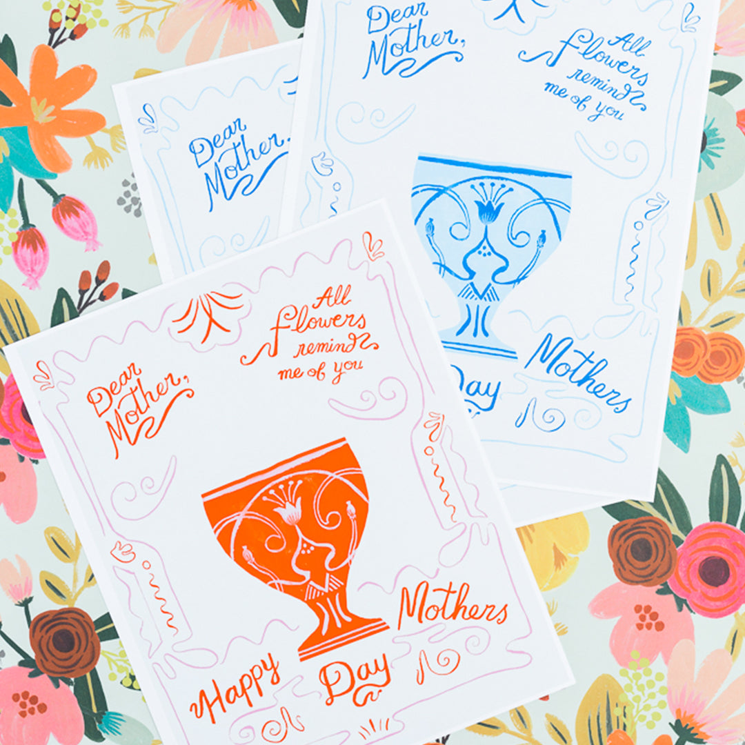 Mother's Day Vase Cards & Flower Template, PDF Printable