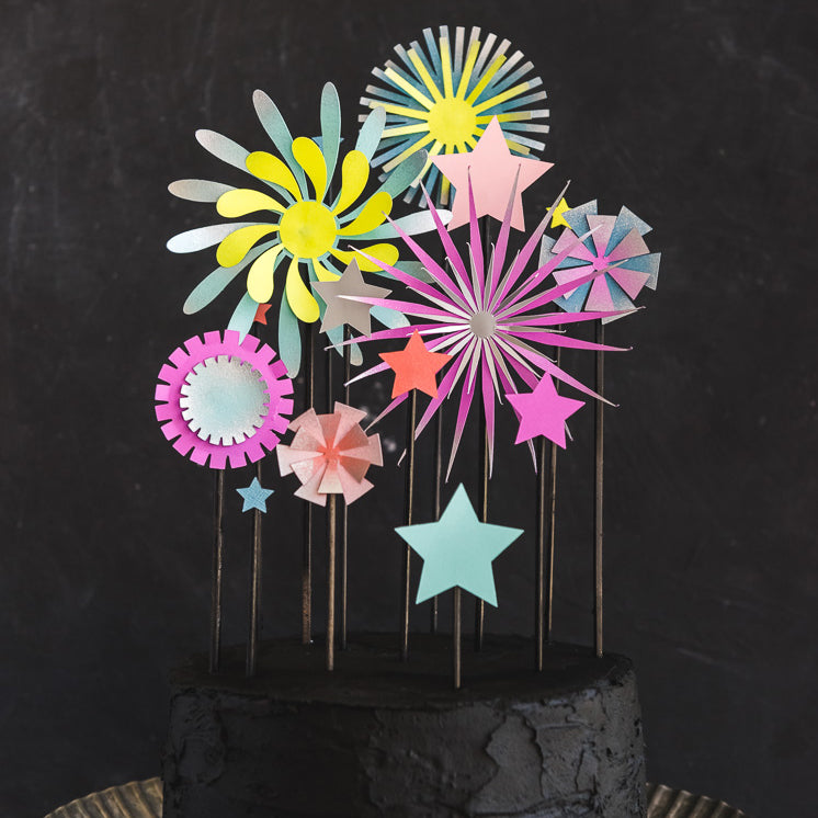 Paper Firework Cake Topper, SVG Template