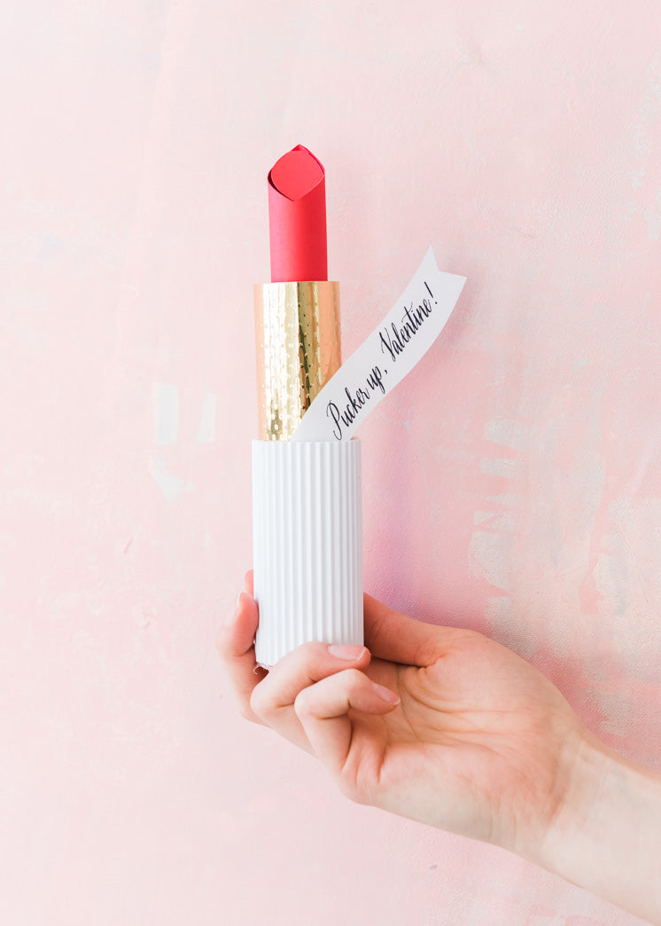 Paper Lipstick Valentine, SVG &amp; PDF Template