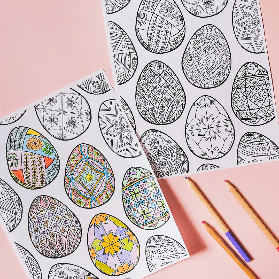 Pysanky Eggs Coloring Page, PDF Printable
