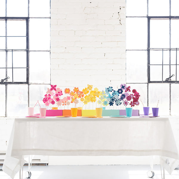 Rainbow Paper Flower Tablescape