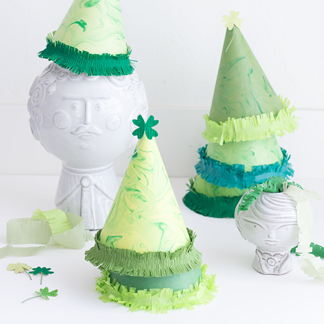 Marble Shamrock Party Hat, SVG &amp; PDF Template