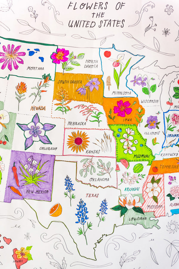 State Flower Map Coloring Page, PDF Printable - The House That Lars Built