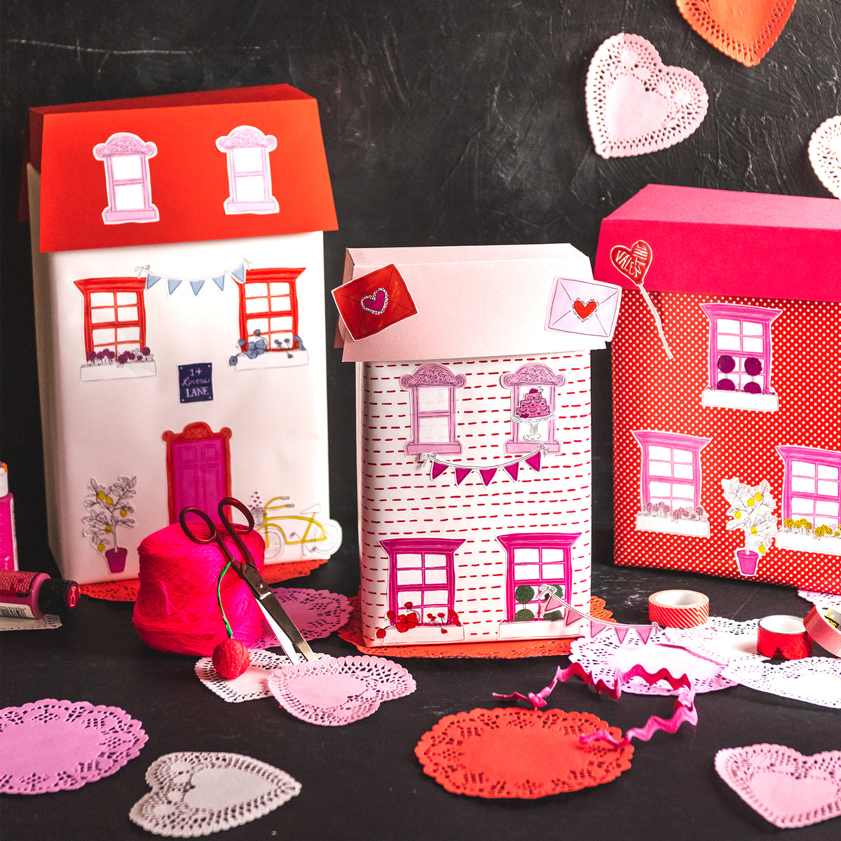 Valentine Box House Stickers, PDF Printable