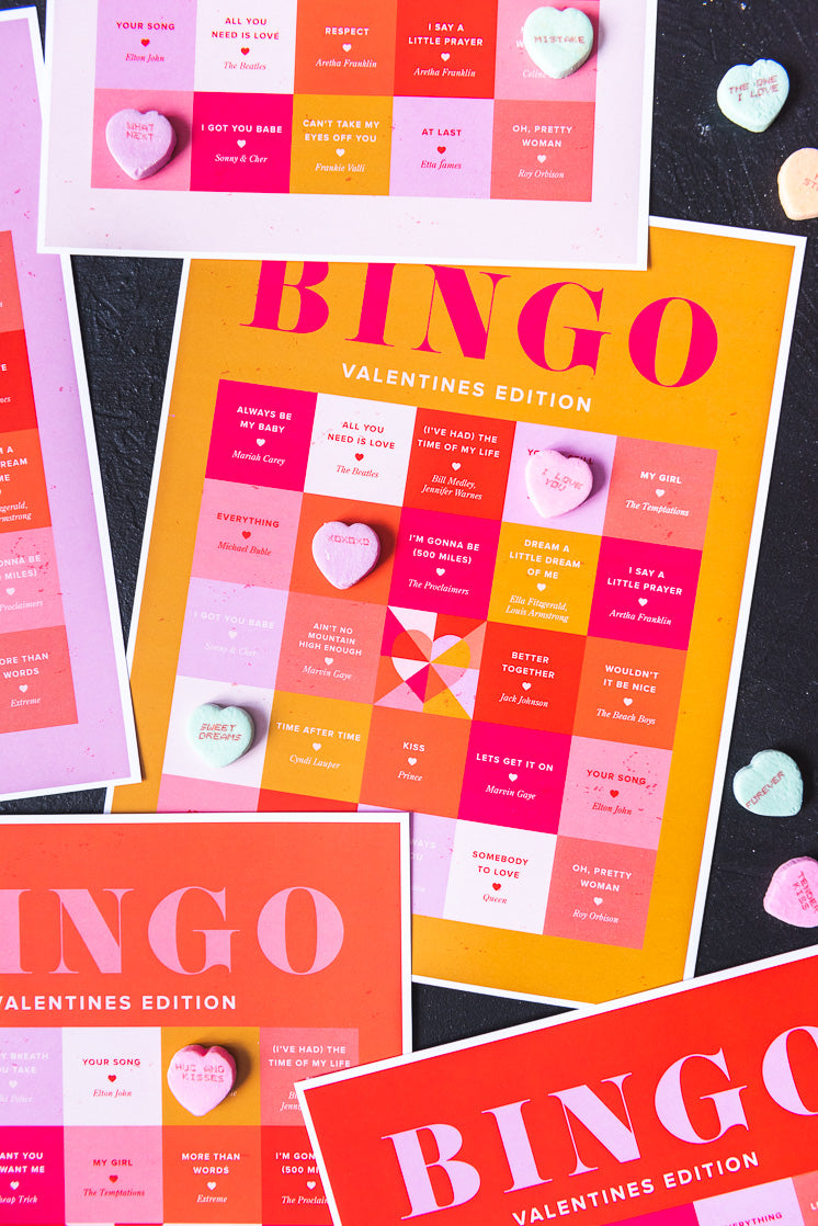 Valentine&#39;s Day Song Bingo, PDF Printable
