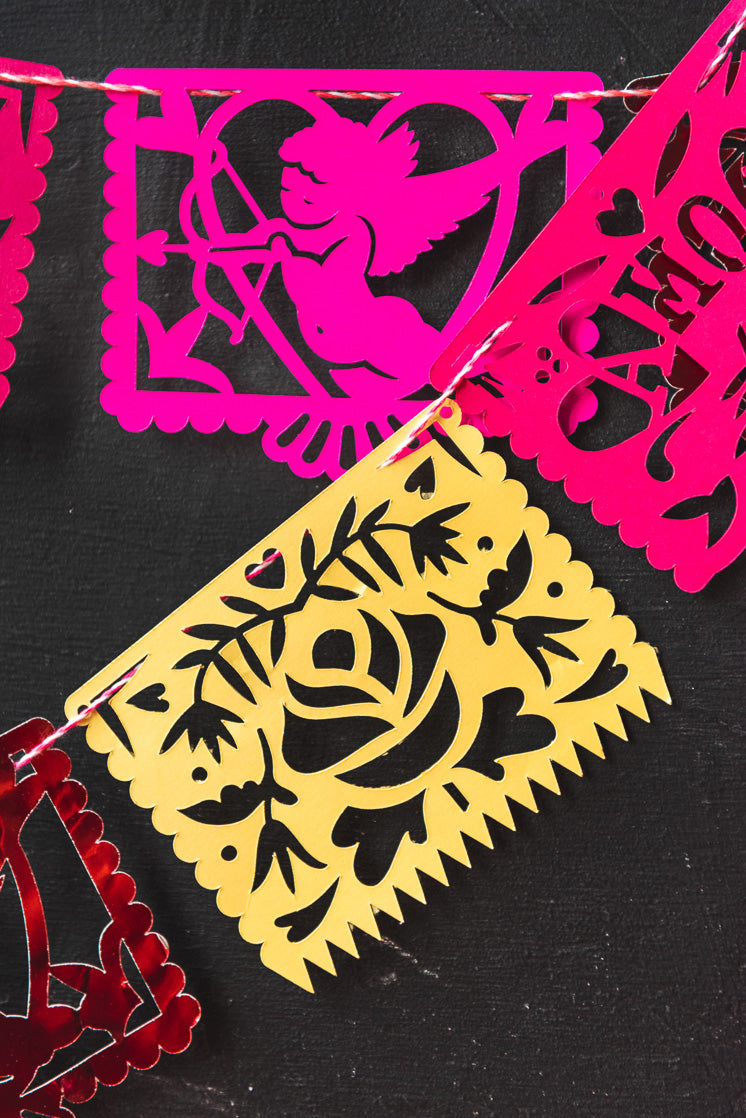 Valentine Papel Picado Streamers, SVG &amp; PDF Template