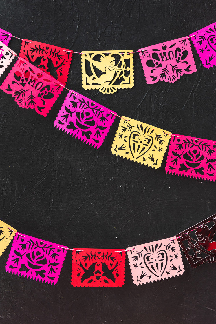 Valentine Papel Picado Streamers, SVG &amp; PDF Template