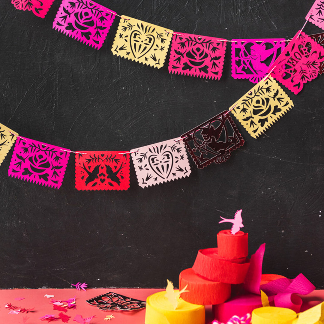 Valentine Papel Picado Streamers, SVG &amp; PDF Template