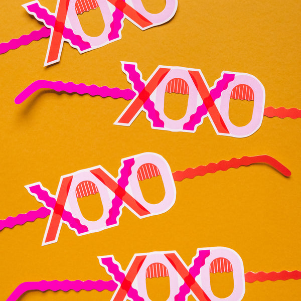 Valentine XOXO Glasses, PDF Printables