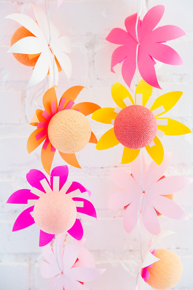 DIY Colorful Flower String Lights, SVG &amp; PDF Template