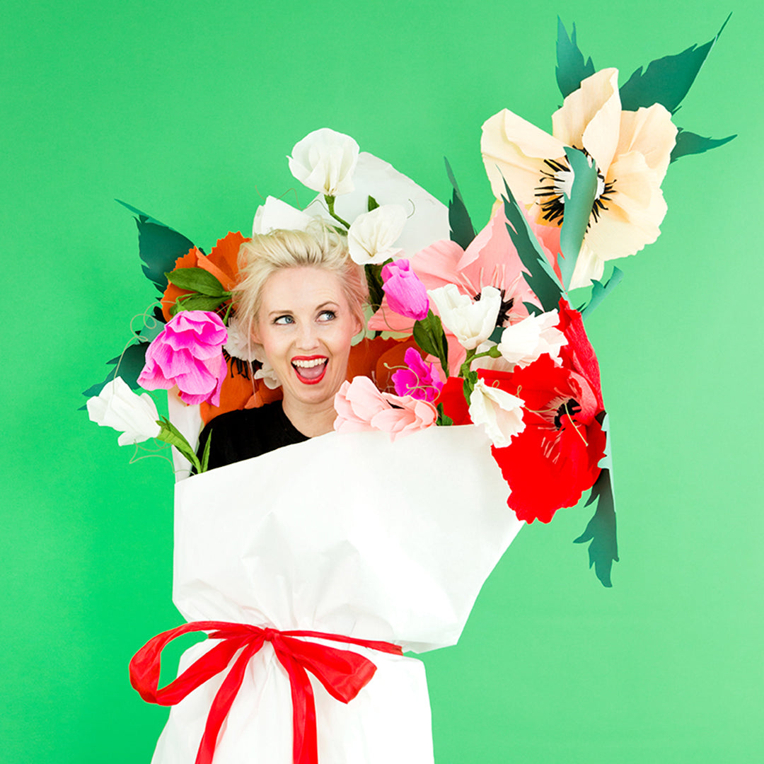 Sweet Pea &amp; Poppy Paper Flower Bouquet Costume, PDF Template