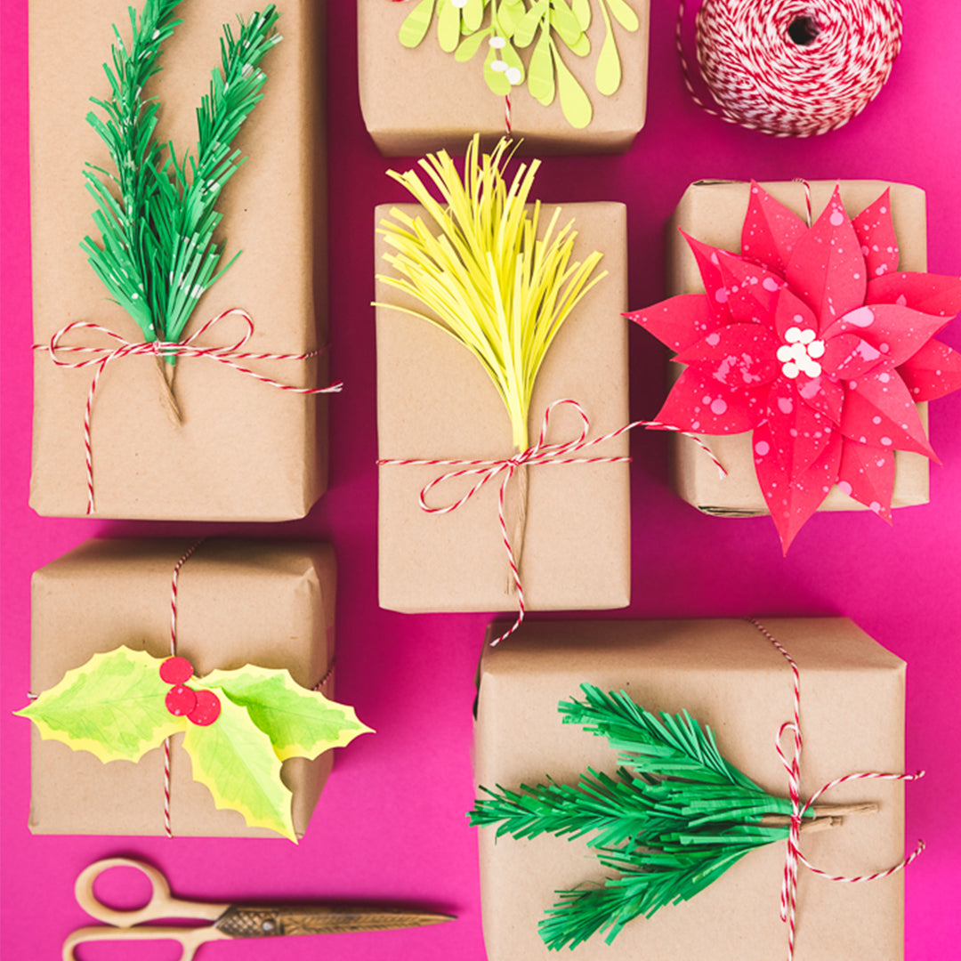 Paper Holiday Greenery Gift Toppers, PDF Template