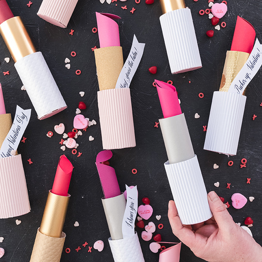 Paper Lipstick Valentine, SVG &amp; PDF Template