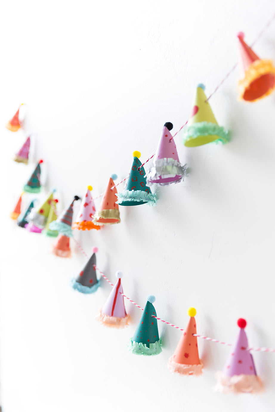 Mini Party Hat Garland, PDF Template