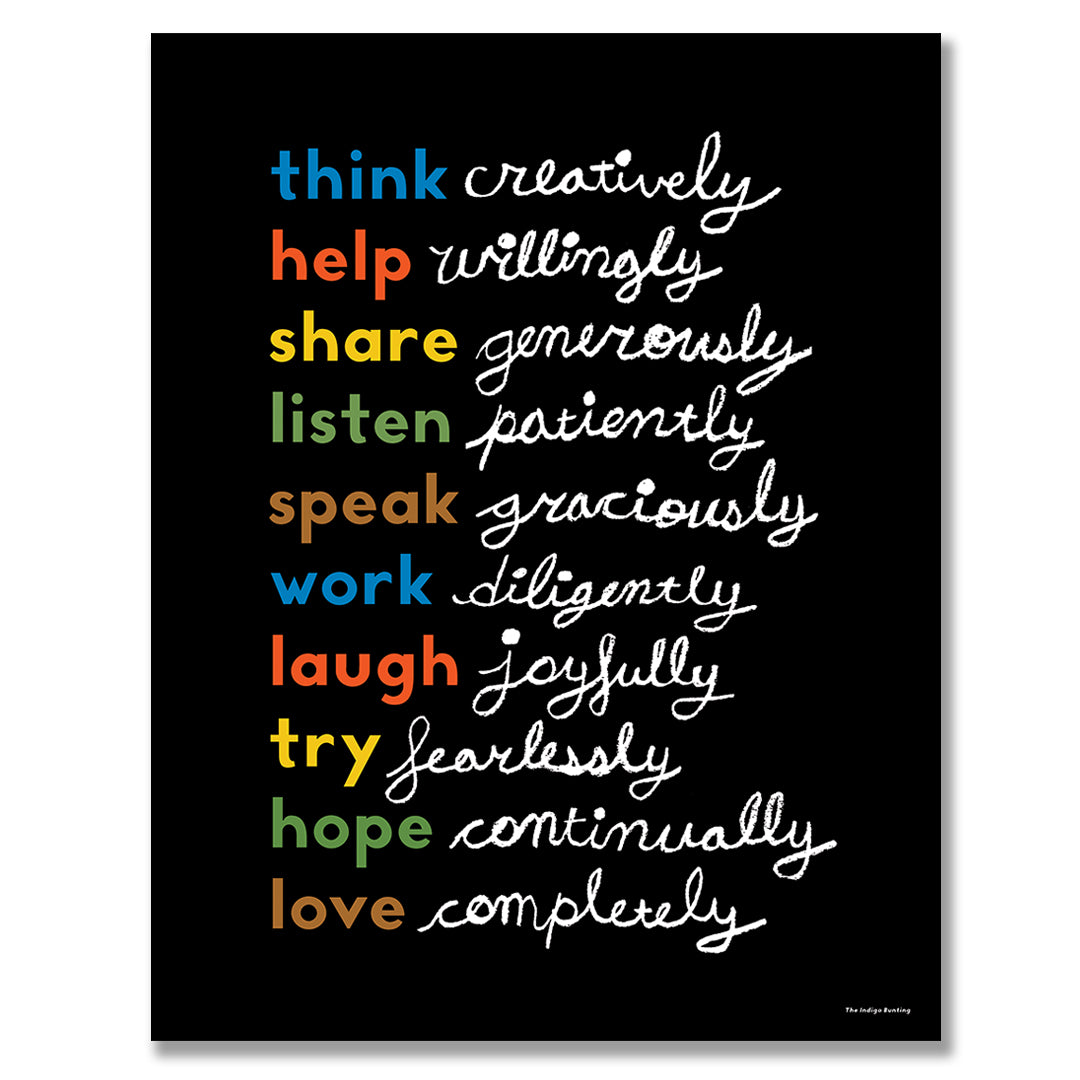 Simple Virtues Print (Black) by Erin Jang