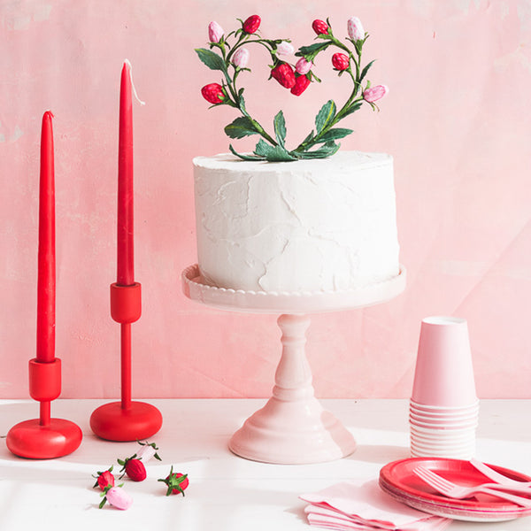 Strawberry Heart Cake Topper, PDF Template